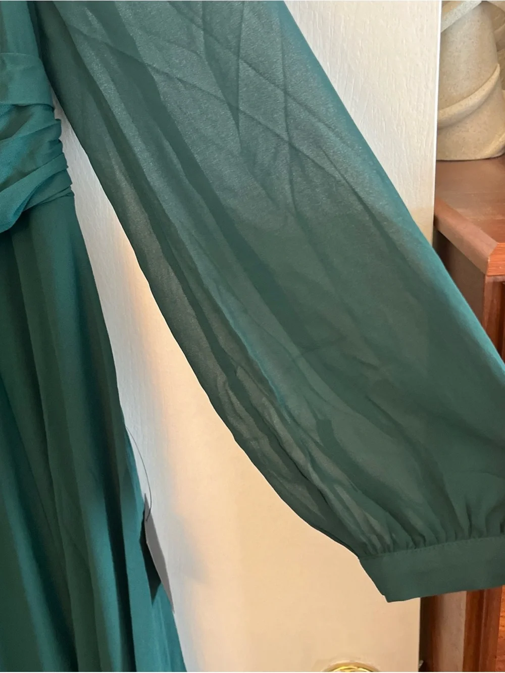 Lulu's Teal Green Long Sleeve V-Neck Maxi Dress